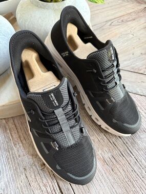 Skechers Men's Black & White Slip-On Athletic Sneakers